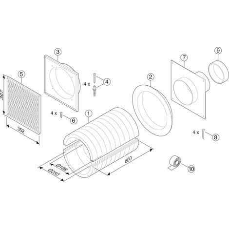 Bosch Accessoire ventilation résidentielle WG 160-2 Passage mural d: 160mm, acier inox, 7738110906