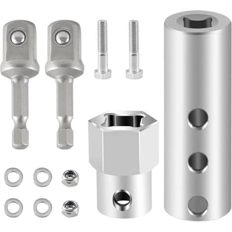 Kit d'adaptateur de perceuse de cric de remorque, adaptateur de perceuse électrique en acier inoxydable et cric de remorque à manivelle sans fil avec adaptateur de douille de 1,27 cm (1/5)