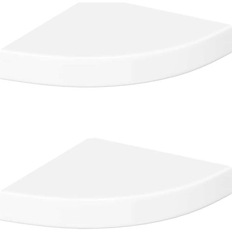 vidaXL Estantes esquineros flotantes (2 unidades), blanco brillante, 25 x 25 x 3,8 cm, MDF (1/2)