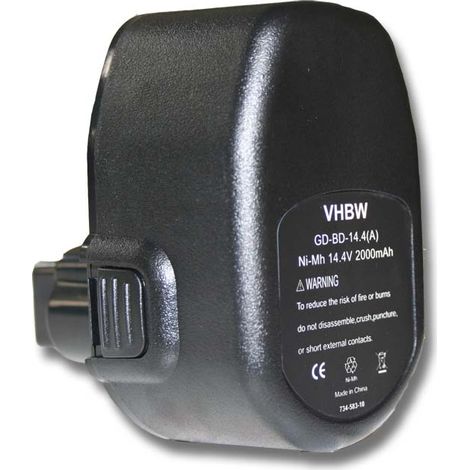 vhbw 1x Battery Replacement for Black & Decker A9262 England SL1 3YD, A9276, A9267, PS140, A9527, A9262 for Power Tools (2000 mAh, NiMH, 14.4 V) (1/2)