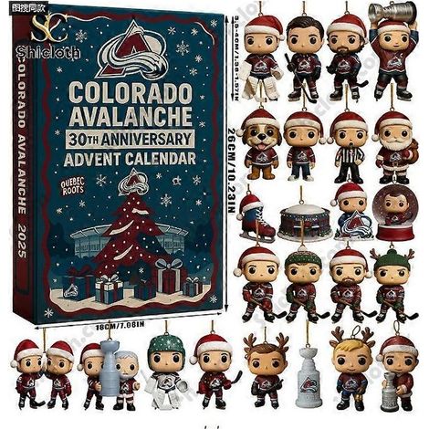 Calendrier de l'Avent Colorado Avalanche NHL Semaine 30 - Boîte surprise - Décoration de sapin de Noël, Pendentif en acrylique, Ornement pour fan de hockey (1/5)