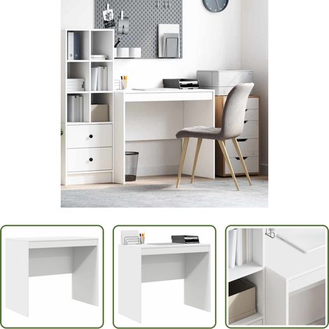 vidaXL Bureau moderne - Bureau Blanc 90 x 50 x 76 cm (1/5)