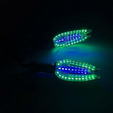 Modification de feux de virage pour voiture et moto électriques, clignotants avant et arrière Little Monster Horizon, ampoules LED 12 volts (vert et bleu fourchus) (1/5)