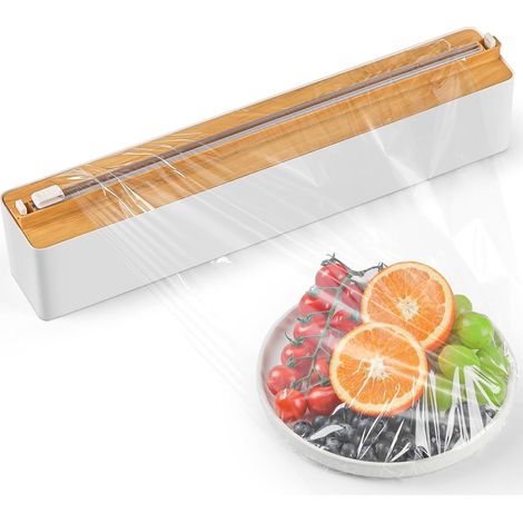 Dispenser magnetico per pellicola trasparente con taglierina, dispenser per fogli di alluminio e pellicola trasparente, pratico dispenser per pellicola trasparente con taglierina per la cucina. (1/5)