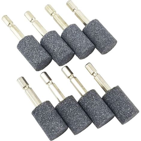 8 Meules Abrasives Cylindriques 20 Mm À Tige Hexagonale 1 4 Pouce Pour Perceuse Outil Rotatif (1/4)