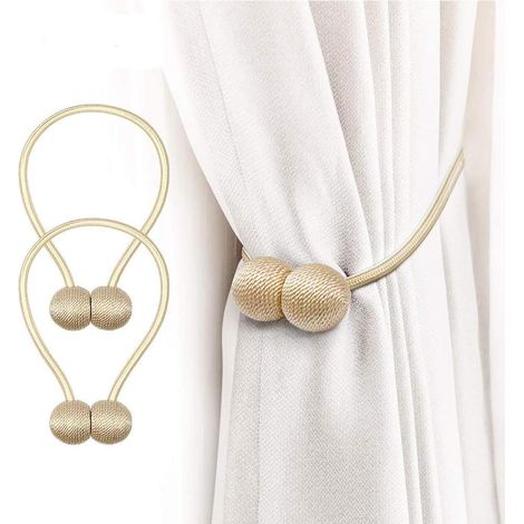 Embrasses magnétiques pour rideaux – Boucles sans Perçage, style exquis, petit et pratique, convient pour la maison, le bureau, la cuisine, l'Hôtel, rideau décoratif d'intérieur (lot de 2) (doré)-Fei (1/4)