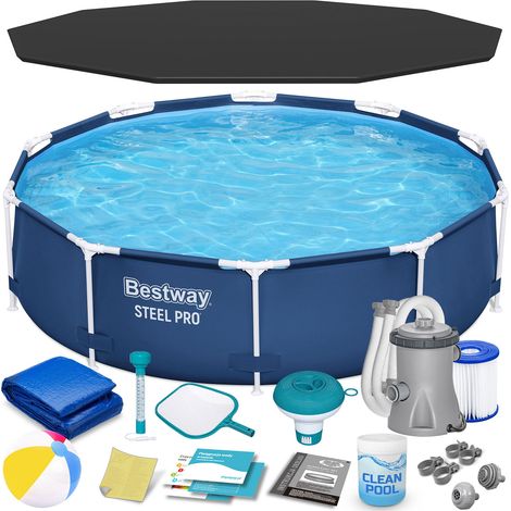 Piscina de jardín con estructura de 305 x 76 cm, 16 en 1, Bestway 56679