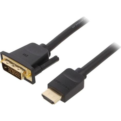Cable DVI-D -18-1- prise male HDMI prise male Full HD 1m - Noir
