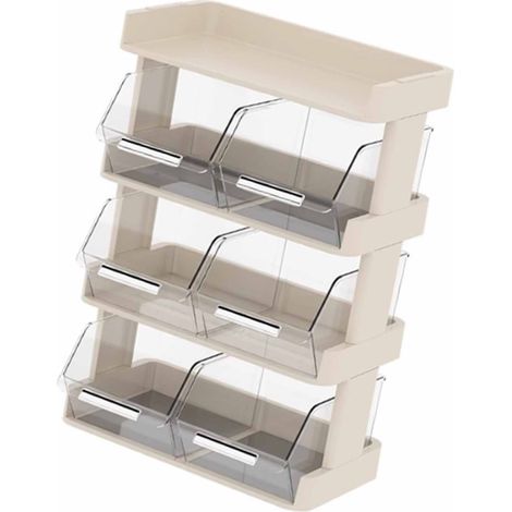 Organisateur de sachets de thé/cafetières/sachets de café pour bureau/bar, étagère de rangement multicouche pour comptoir, blanc crème, 4 niveaux, 30 x 17 x 42,5 cm (1/5)