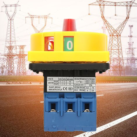 Interrupteur de disjoncteur de charge 25A/32A, tripolaire, à came rotative 2 positions, marche/arrêt (25A) (1/5)