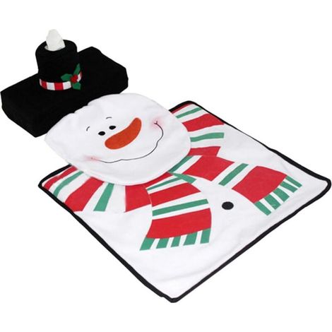 Bath Mat, Bathroom Set, Snowman Design, 3 Piece Toilet Seat Set, Christmas Toilet Seat (1/5)