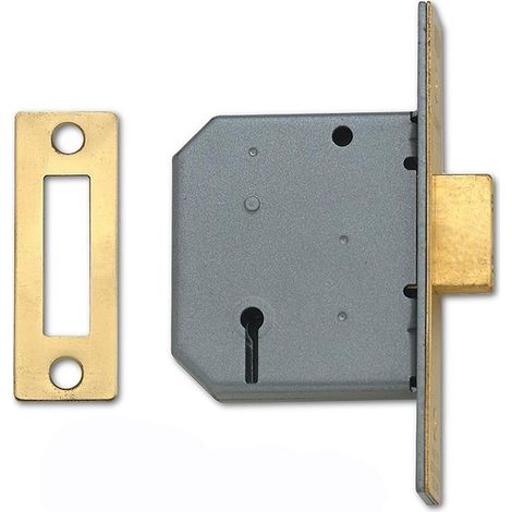 Union J2177-PL-2.50 3-Lever Mortice Deadlock in Polished Brass, 65mm (2.5-inch) Backset, Suitable for Residential and Commercial Doors (1/2)