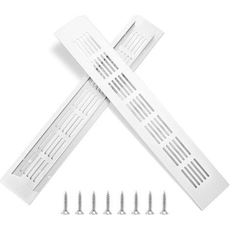 Aluminum ventilation grille with screws, for ventilating closets and rooms, 30 x 5 cm, silver, 2 pieces (1/4)