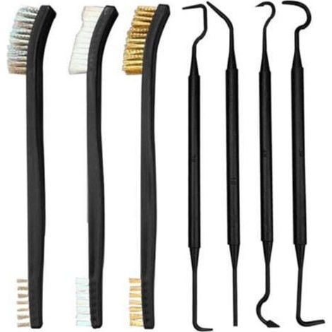 [JAMAIS UTILISÉ] Pinceau de Nettoyage pour Pistolet Pistolet Choisir de Nettoyage kit Poils en Fil Industriel Brosses de Nettoyage Pistolet Jeu Tactique Shortgun Canon Outil de Nettoyage (3 Pinceau+4 (1/4)