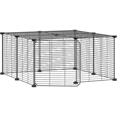 Gabbia per animali con 12 pannelli e porta 35 x 35 cm nera 020041563