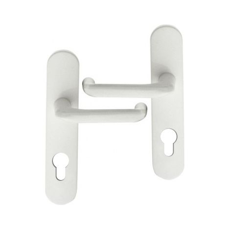 Ouvre&Déco – Poignée de porte d'entrée à cylindre – Plastique blanc – Entraxe 165-195 mm – Plaque Clé I – Dimensions 48x230 mm