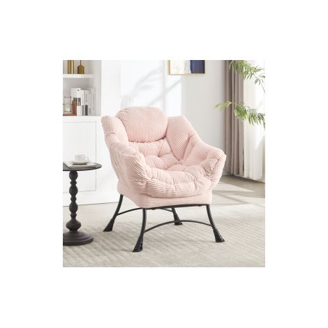 Sillón con ottoman, respaldo curvado y bolsillo lateral, rosa HAVRYA (1/5)