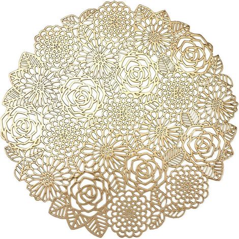 YMYNY Set of 4 Placemats, Round Rose Gold Placemats for Dining Room and Kitchen, Washable Placemats (Gold, L-Style, 38 cm)