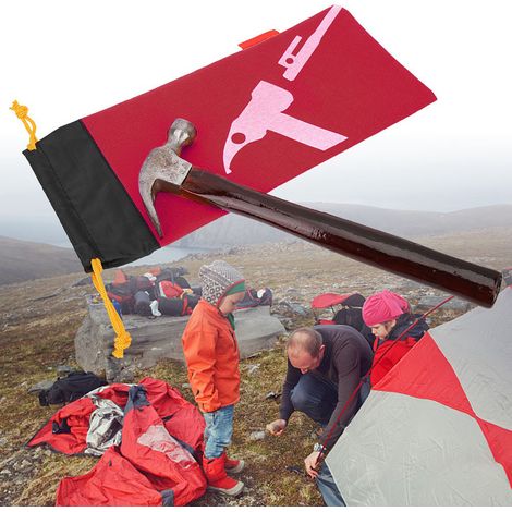 Marteau de Camping Rouge avec Sac de Transport pour Piquets et Ancres de Tente (1/5)