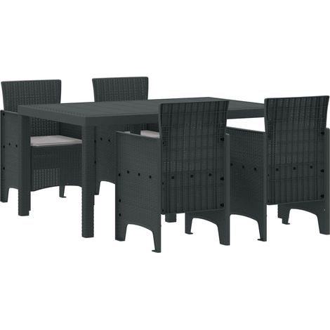 Garten Essgruppe 5 pcs Anthrazit Polt Rattan (1/5)