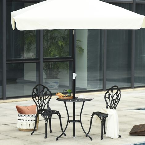Outsunny Sitzgruppe für 2 Personen Essgruppe Balkonmöbel Set 1 Tisch+2 Stühle Alu Schwarz