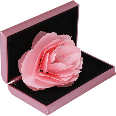 Coffret à bague 3D rose pop-up, porte-bague de mariage pour fiançailles, rangement de bijoux, rose (1/5)