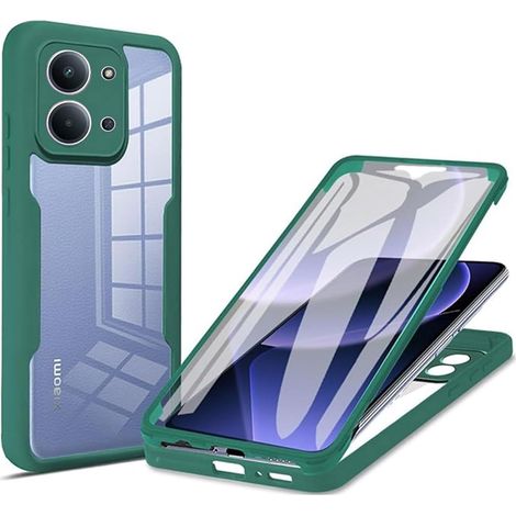 Coque pour Xiaomi Redmi 15C 5G/15C 4G/Poco C85 avec Protection D'écran, Étui Avant et Arrière 360 Degres Antichoc Housse, Antirayures Robuste Bumper Transparente Case, Vert (1/5)