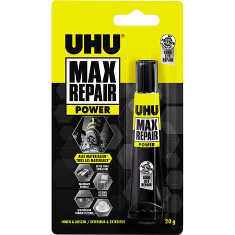 Colle multi-usage UHU Max Repair 20g – Adhérence extrême pour bois, métal, verre – Résiste à l'eau et aux UV – Tube 20g