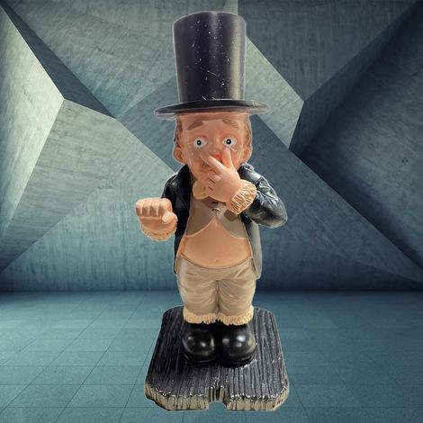 Skulptur aus weichem, dekorativem Kunstharz, Butler-förmige Papierhalter-Skulptur für die Toilette
