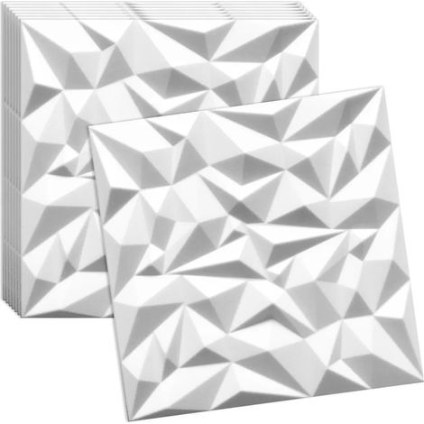 Panneaux muraux et plafond 3D blanc VERDICO 50x50 cm – polystyrène décoratif, lot 8 pièces (2 m²)