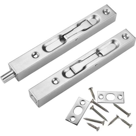 2 Stück verdeckter Türriegel, 15 cm Schiebetürriegel, verdeckter Riegel aus Edelstahl 304, Türbündigriegel für alle Arten von Holztüren