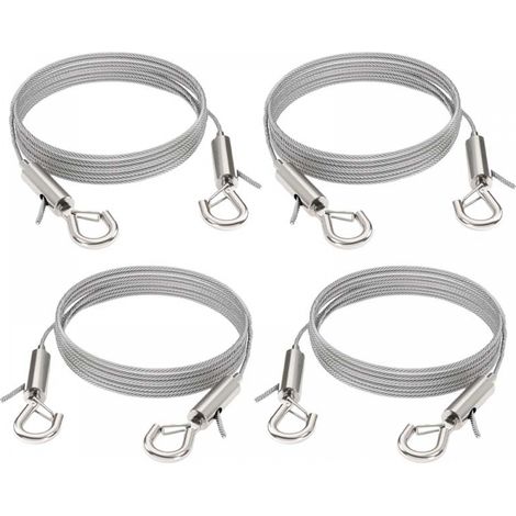 Cable ajustable para espejos, lámparas, paneles de visualización, etc., capacidad de carga de 30 kg, 4 piezas, 2 m x 1,5 mm (1/5)
