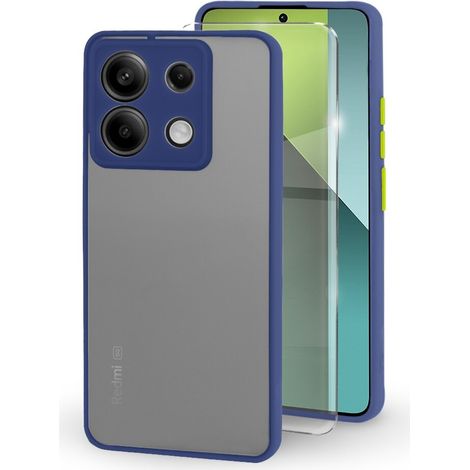 Funda de silicona para Xiaomi Redmi Note 13 Pro 5G, con protección para la cámara, transparente/azul + cristal templado 9H. (1/5)