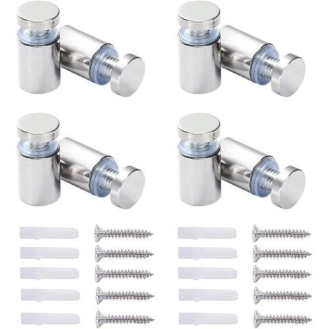 Pair 16x Vis d'écartement, Verre Publicité Axe Entretoise Boulon Fix Verre Standoff Publicité, Acier Inox, 19X25mm, avec Accessoires de Montage à Vis pour Cadre Acrylique (1/5)
