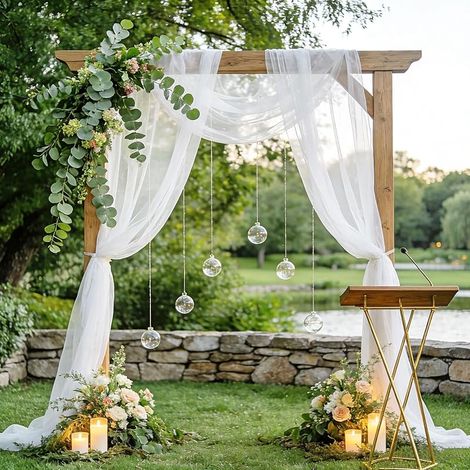 Tissu en Tulle Blanc, 6 m x 160 cm Tulle Doux pour Décoration de Mariage, Rideau Blanc Voilage Blanc Tulles pour Arche De Mariage Cérémonie Fête Rideau De Gaze (1/5)