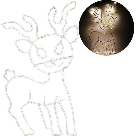 Decorazione luminosa a LED - Renna, luce bianca calda, 45 cm, a batteria, per uso interno. (1/5)