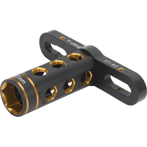 17 mm/0,7 Zoll RC-Sechskant-Steckschlüssel, T-Hülse aus Aluminiumlegierung, Wartungswerkzeug für 1/8 RC Offroad-Rennwagen (Gold) (1/5)