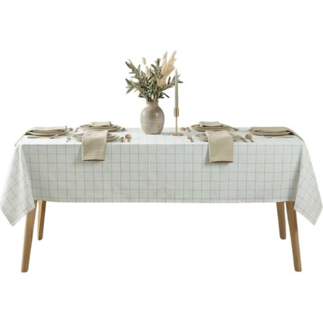 Nappe tisse a carreaux 140 x 240 cm Axelle sauge (1/3)