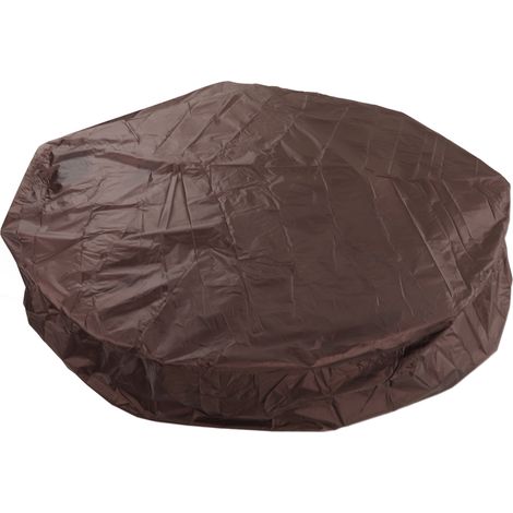 Housse de protection pour mobilier de jardin, housse ronde pour baignoire balnéo 190 x 30 cm, en taffetas de polyester argenté, imperméable, couleur café. (1/5)