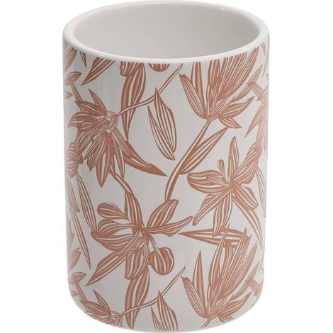 Portacepillos de dientes bloom redondo, d.8 x h.11 cm, rosa - 5five