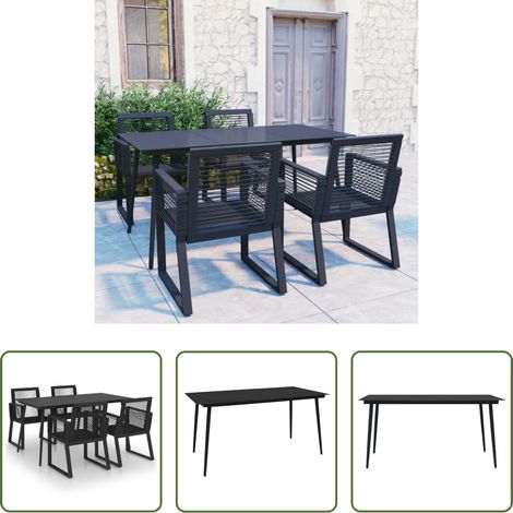 vidaXL Salle à manger extérieure - Ensemble à manger d'extérieur 5 pcs Rotin PVC Noir (1/5)