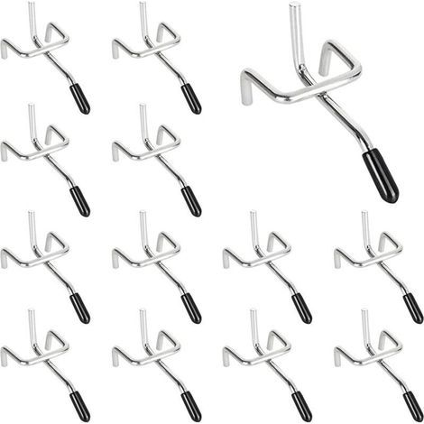 25 Pièces Crochets pour Panneau Perforé en Métal - 5cm Argent - pour Organiser les Outils de l'Établi et les Rayonnages de Magasins (1/4)