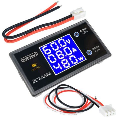 Pair DC 0-100V 10A LCD affichage voltmètre numérique ampèremètre wattmètre tension courant compteur volt détecteur testeur 12 V 24 V 36 V 1000 W (1/2)