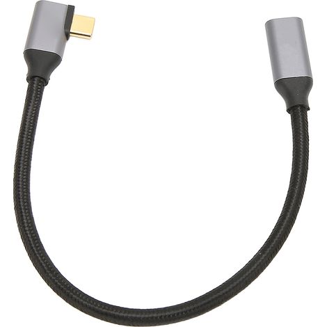 Câble USB-C vers USB-C 3.1 Gen 2 coudé à 90° mâle-femelle, charge rapide 100 W (20 V, 5 A), 4K 60 Hz, 10 Gbit/s, longueur 0,25 m. (1/5)