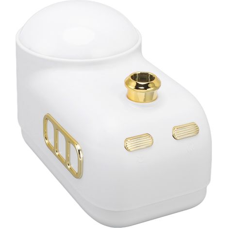 Humidificateur d'air projecteur style train rétro, lampe de chevet rechargeable à lumière douce, idéal pour la chambre ou le bureau (blanc). (1/5)