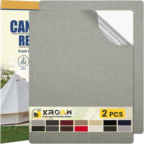 Tissu Autocollant Reparation Gris Clair, 21x30cm Patch Autocollant Textile Imperméable en Toile, Extérieur Patch Réparation Tissu pour Canapés, Siège Auto, Tentes, Bâche, Auvents, Parasol (1/5)