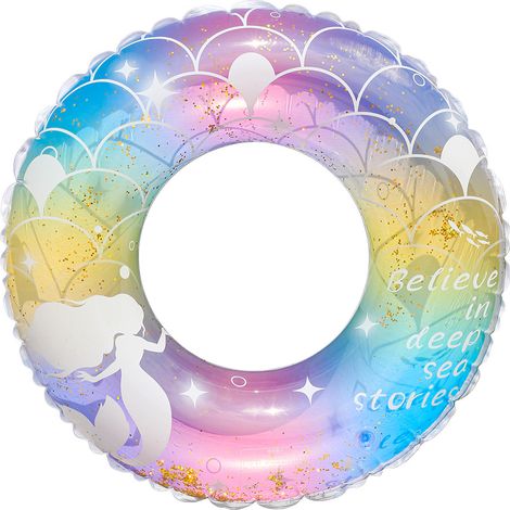Bouée de natation rétro en PVC épais pour enfants (3-6 ans) et adultes – Bouée flottante rayée avec soutien sous les bras – Modèle sirène rêveuse – 60-lsw
