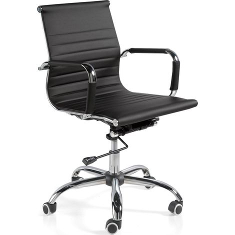 Chaise de bureau en simili-cuir noir, modèle EXECUTIVE (1/2)