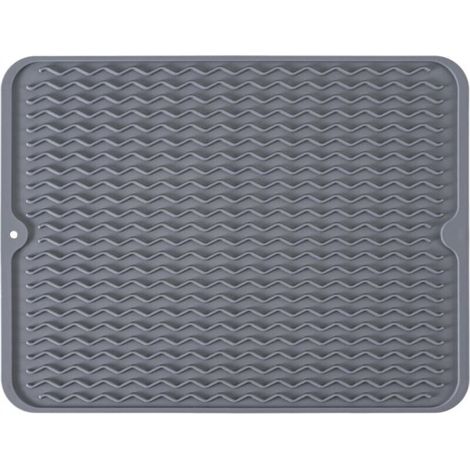 Silicone dish draining mat, non-slip, easy to clean, grey