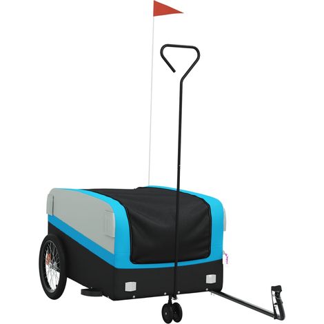 Remorque de vélo noir et bleu 45 kg fer CFW59389 (1/5)